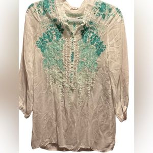 ** Johnny Was 100% Cupra Rayon LongSleeve Tunic Top